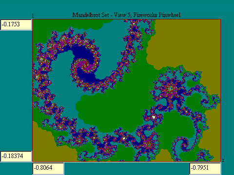 Mandelbrot set fireworks pinwheel